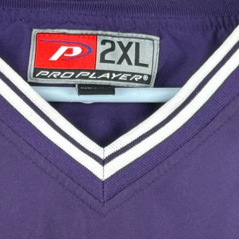 Vintage LSU Tigers Pro Player Pullover Windbreaker Jacket 2XL Purple NCAA